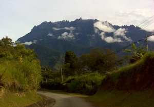 Majestic Mount Kinabalu greeted me at 8:00 am on my final kilometer of 100 km.  